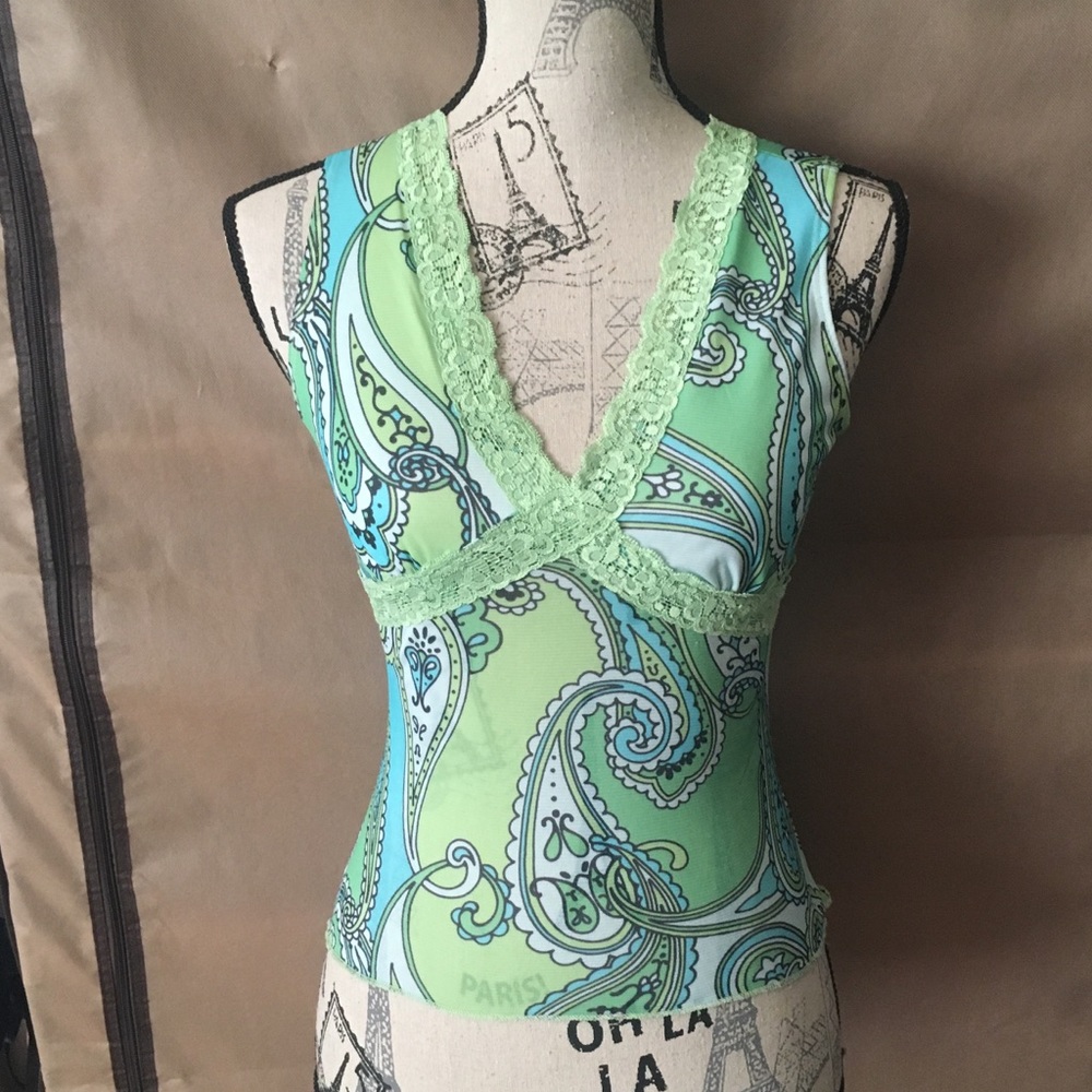 Blue & Green Paisley Tank Top